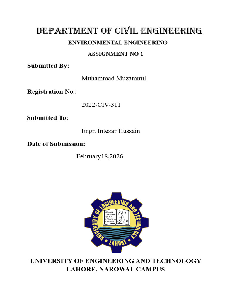 Ee Assignment | PDF | Sanitary Sewer | Water Supply Network