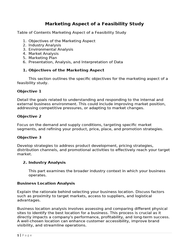Marketing Aspect of A Feasibility Study | PDF | Marketing | Data Analysis
