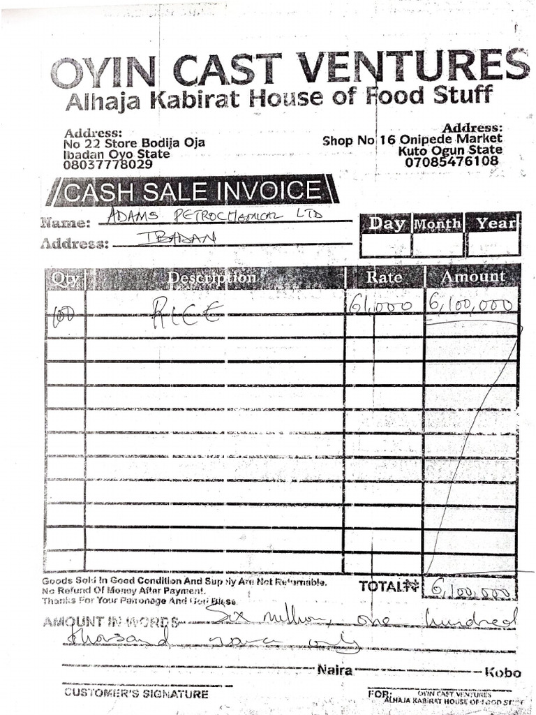 Adams Invoice | PDF