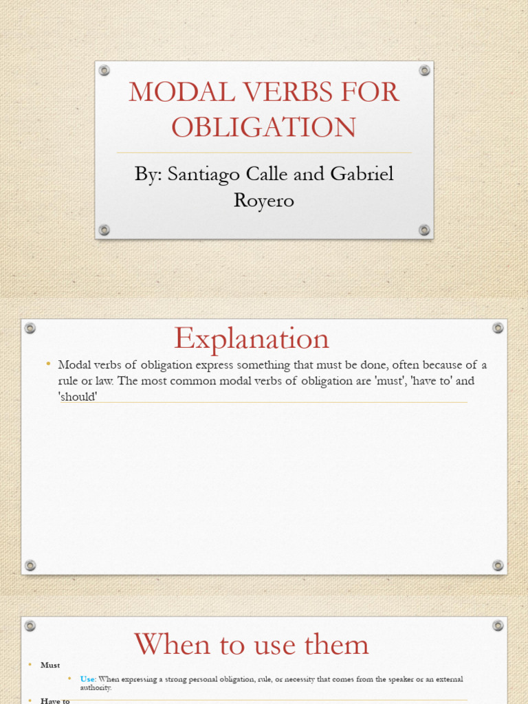 Modal Verbs For Obligation 1 1 | PDF