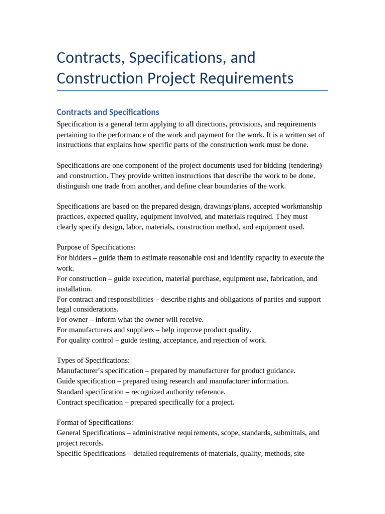 Contracts and Project Requirements | PDF | Specification (Technical ...