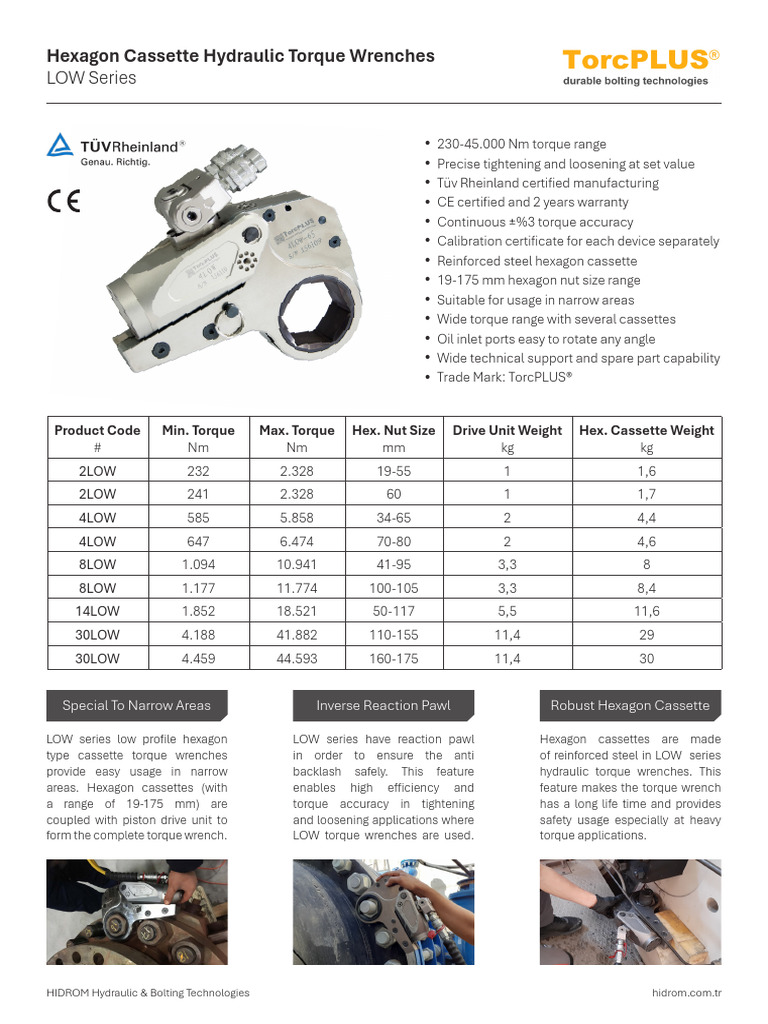Catalogue LOW Hydraulic Torque Wrench | PDF