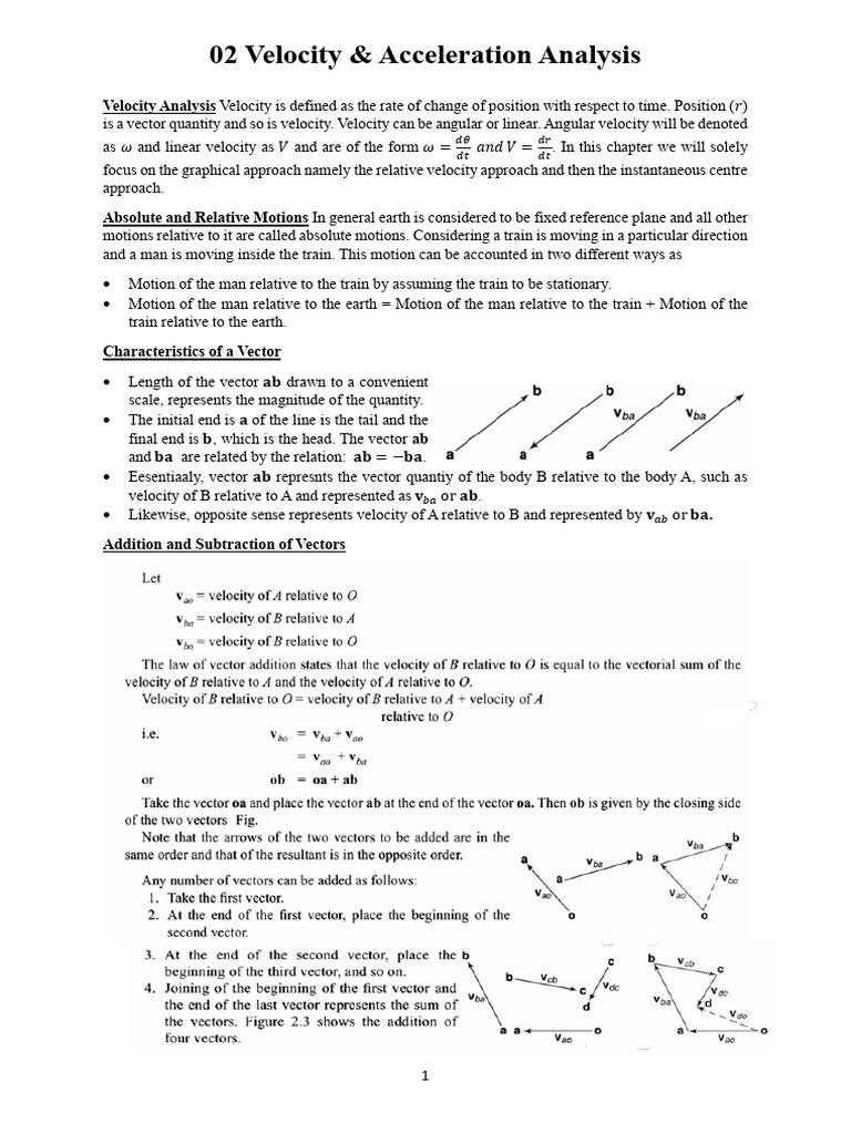 02 Velocity & Acceleration Analysis | PDF | Acceleration | Velocity