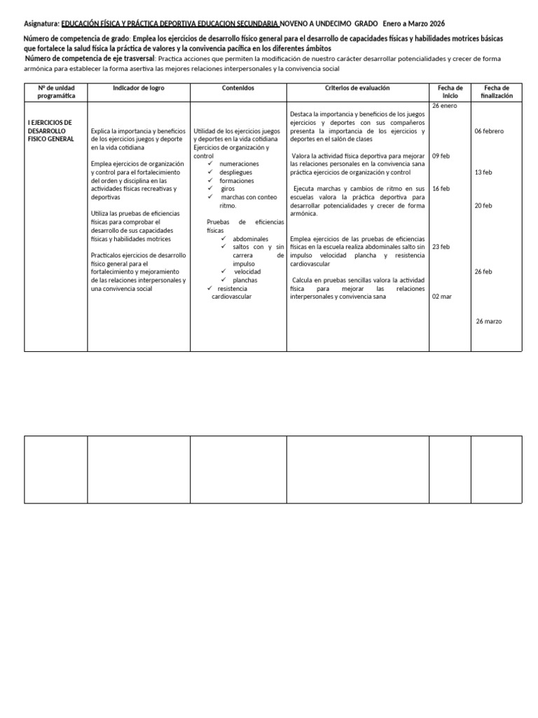 Programacion 9no a Undecimo Efrd | PDF