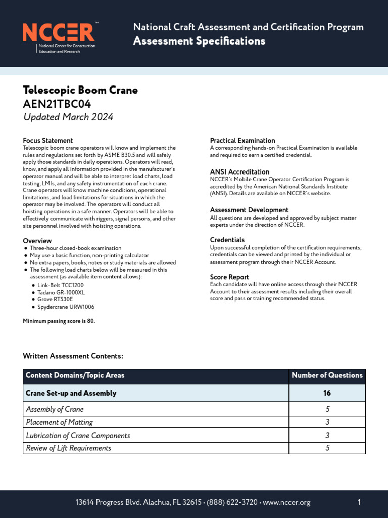 Telescopic Boom Crane Assessment | PDF | Crane (Machine) | Certification