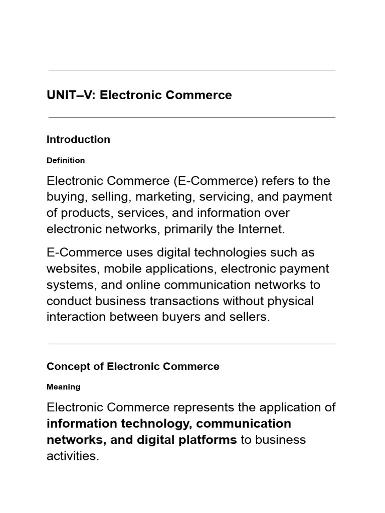 UNIT V - Electronic Commerce | PDF | Computer Security | Security