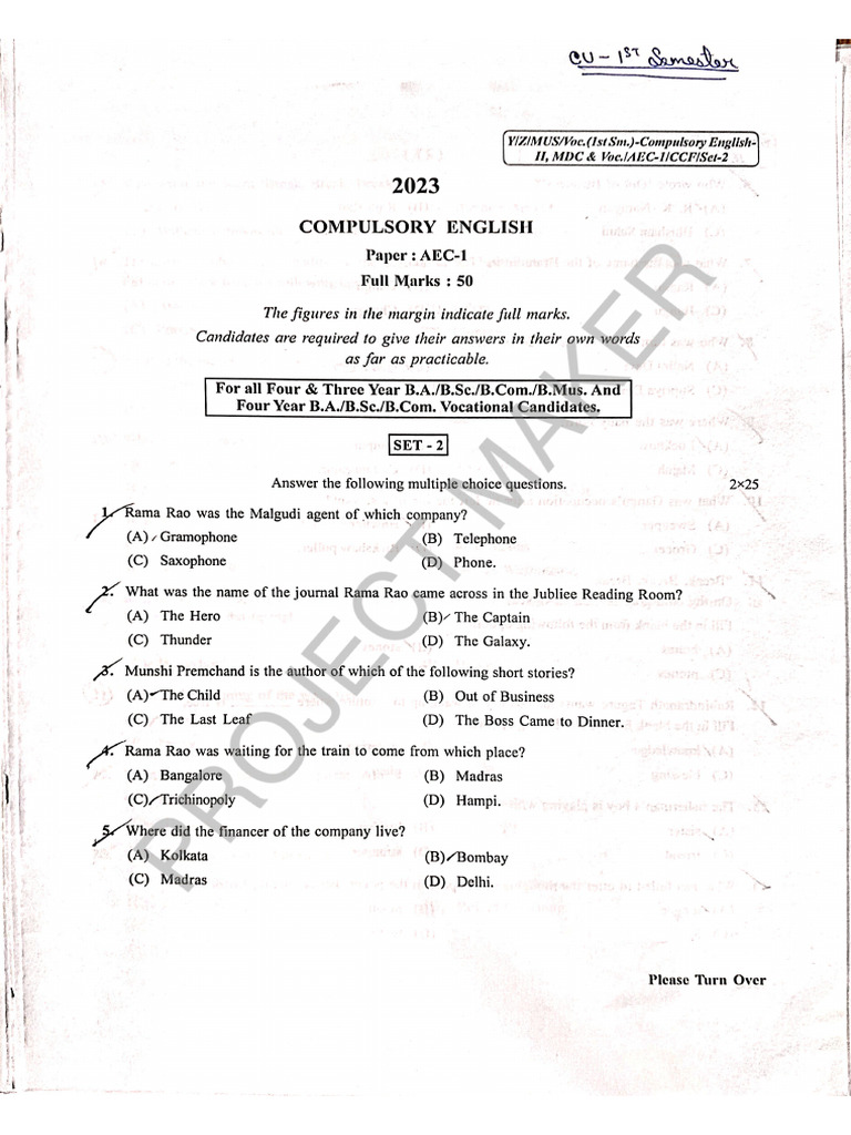 (H) Sem 1 Py Paper 2023 Batch | PDF