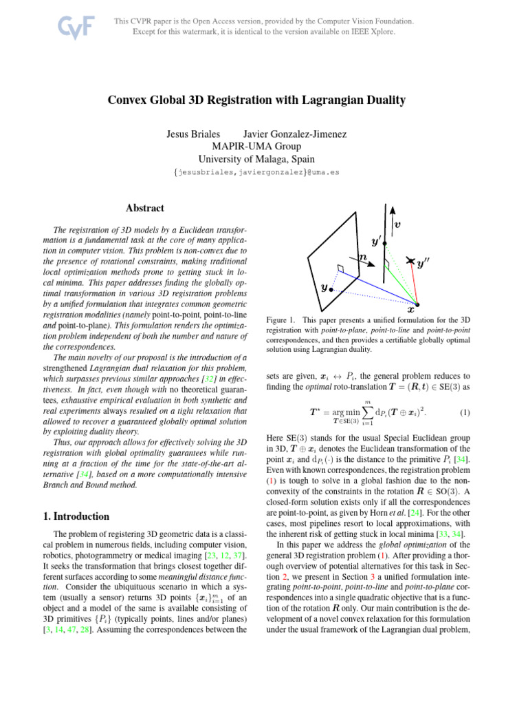 Convex Global 3D Registration With Lagrangian Duality | PDF ...