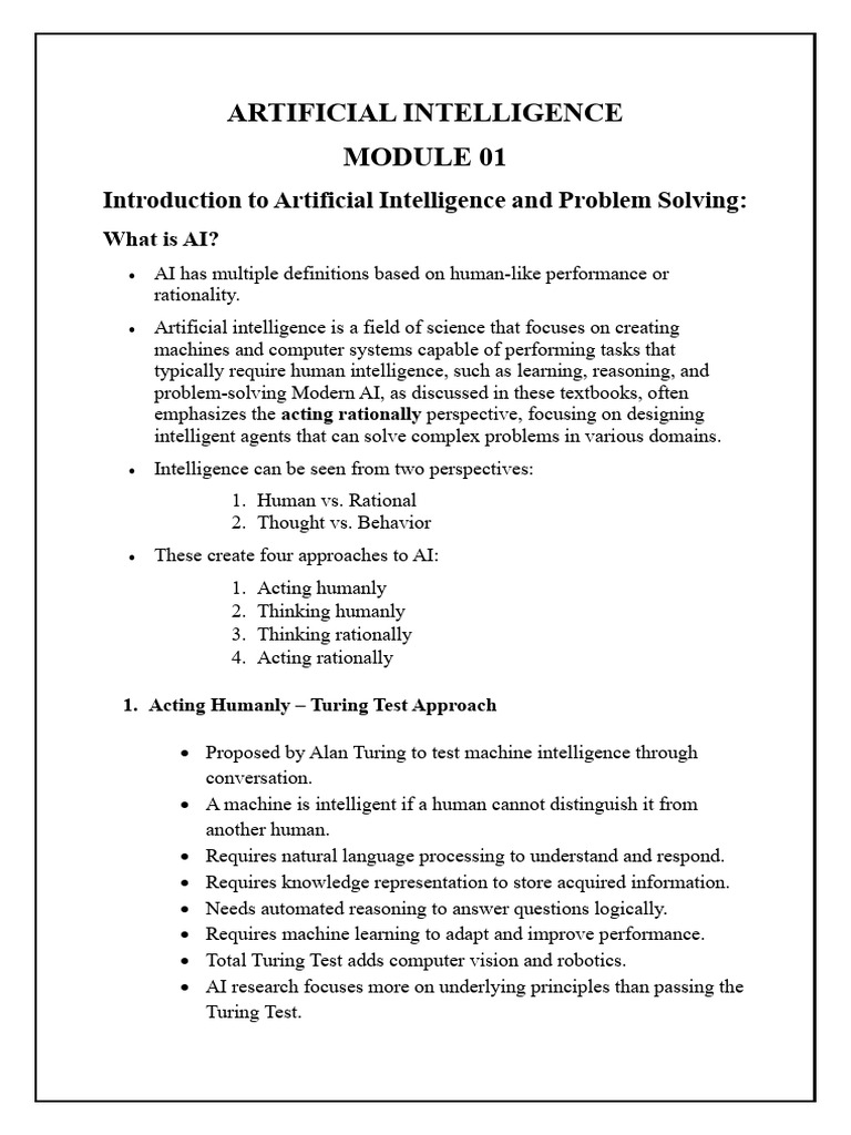 AI Mtech Module 01 | PDF | Artificial Intelligence | Intelligence (AI ...
