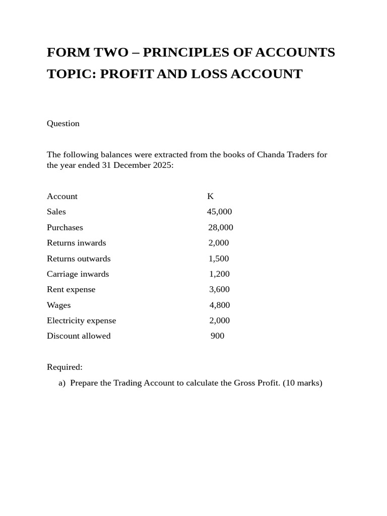 Form Two Accounts 1 | PDF