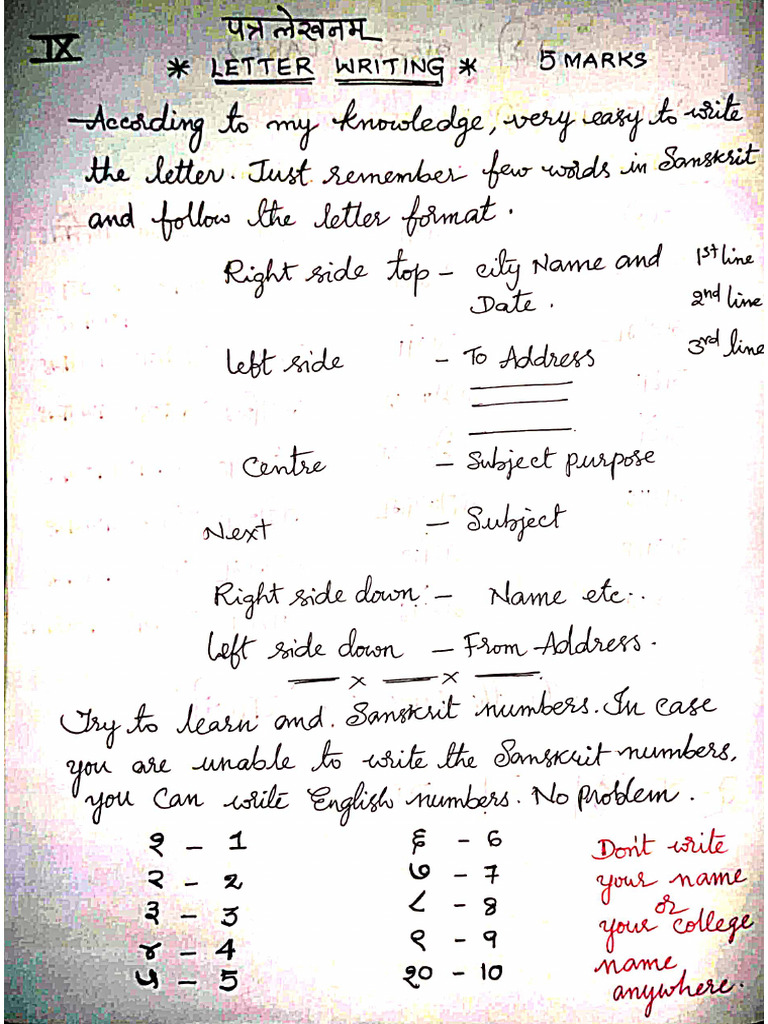Letter Writing - Junior - 5 Marks | PDF