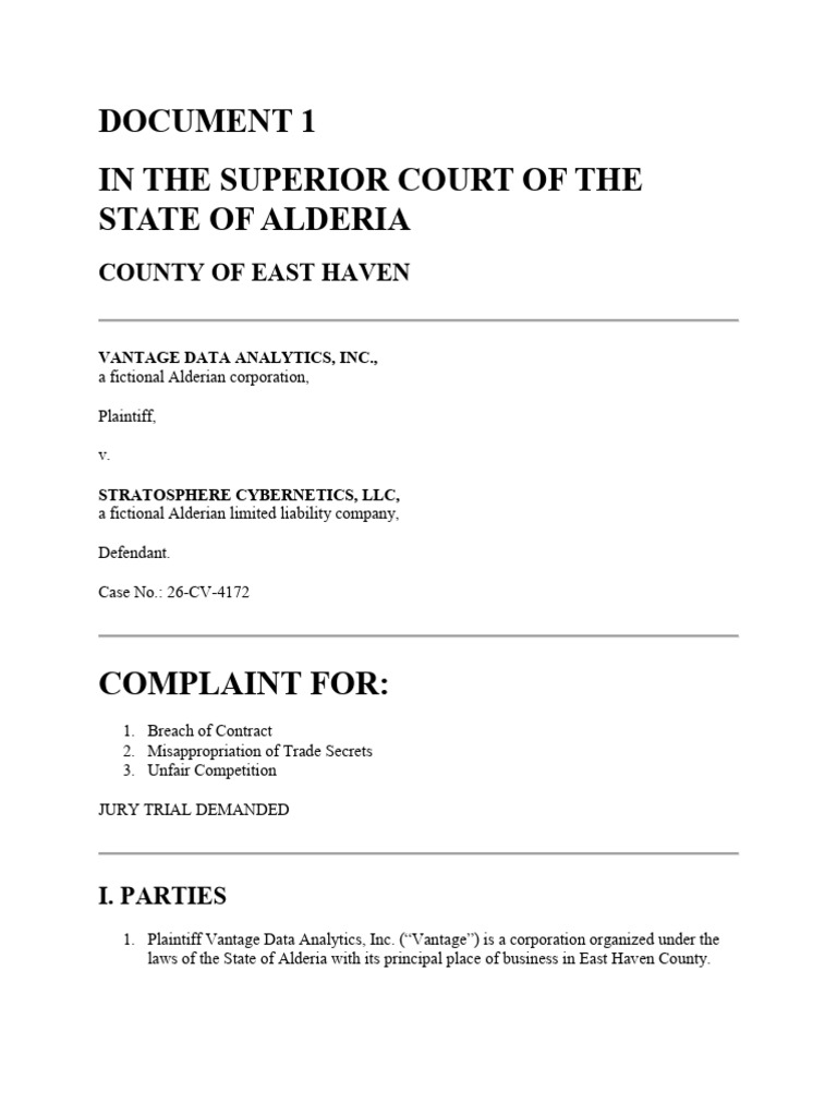 Civil Complaint (Document 1) and Motion To Dismiss (Document 2) | PDF ...