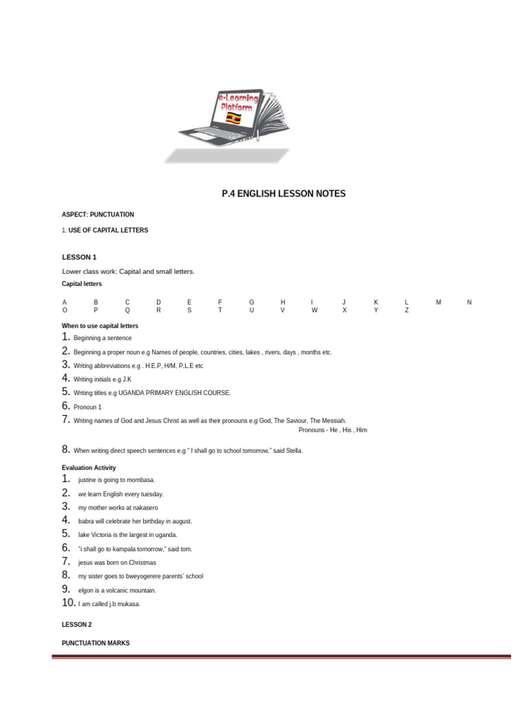 p.4 English Lesson Notes All Terms | PDF | Question | Grammatical Gender