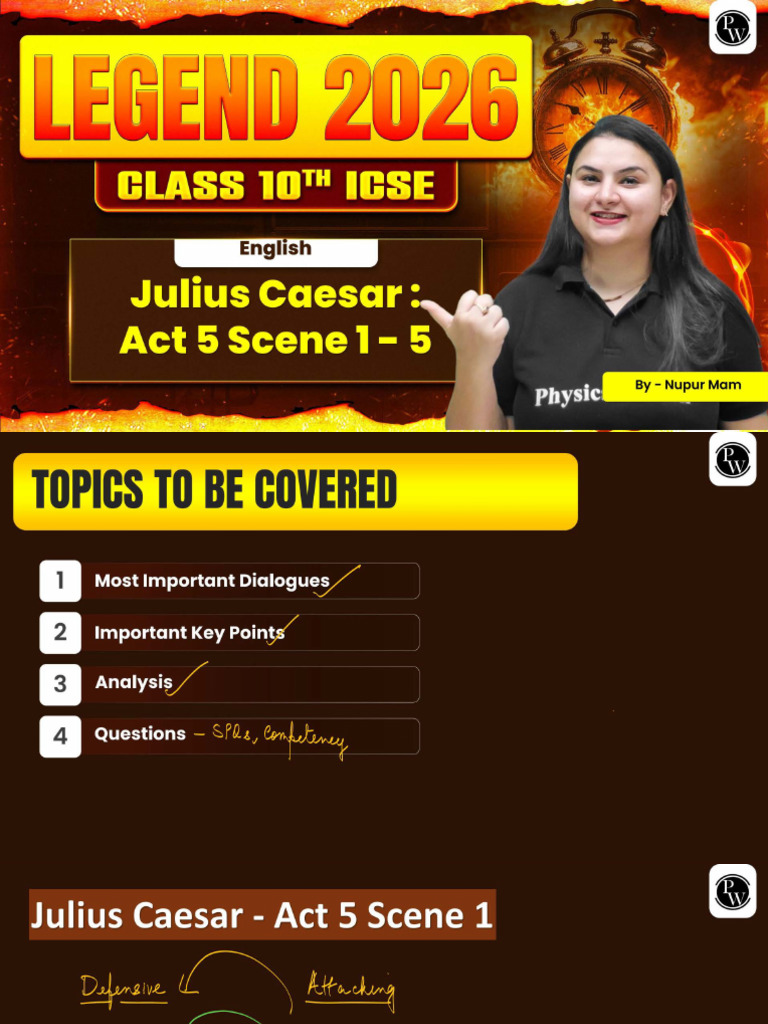 Julius Caesar Complete Act 5 - Class Notes - Legend 2026 | PDF