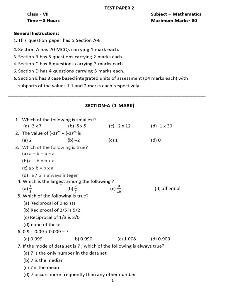 Mathematics Annual Exam (1) (1) - 1 | PDF | Area | Geometry