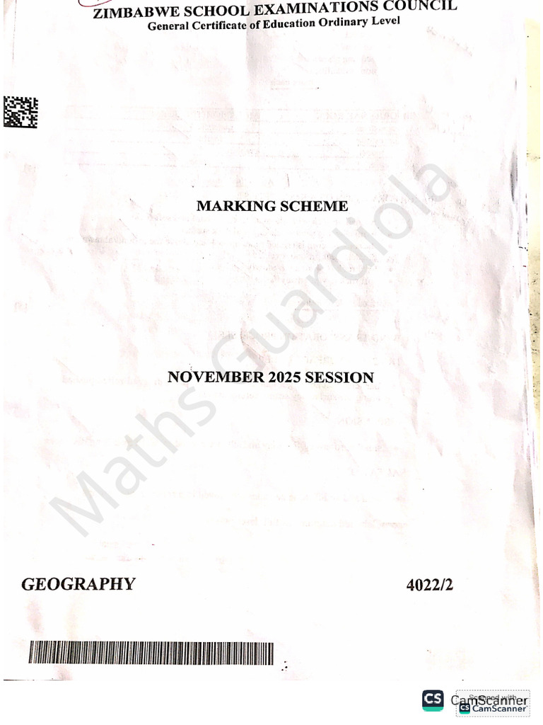 O Level Geography Paper 2 November 2025 Marking Scheme | PDF