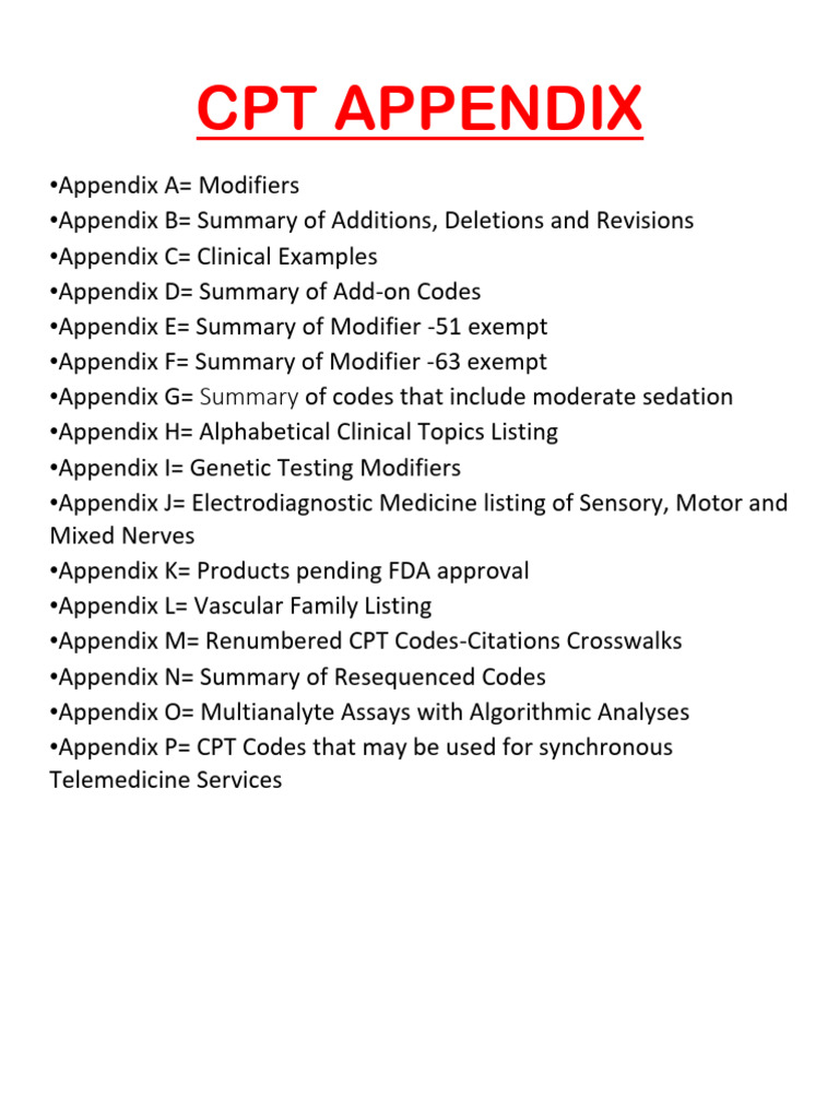 CPT Appendix | PDF