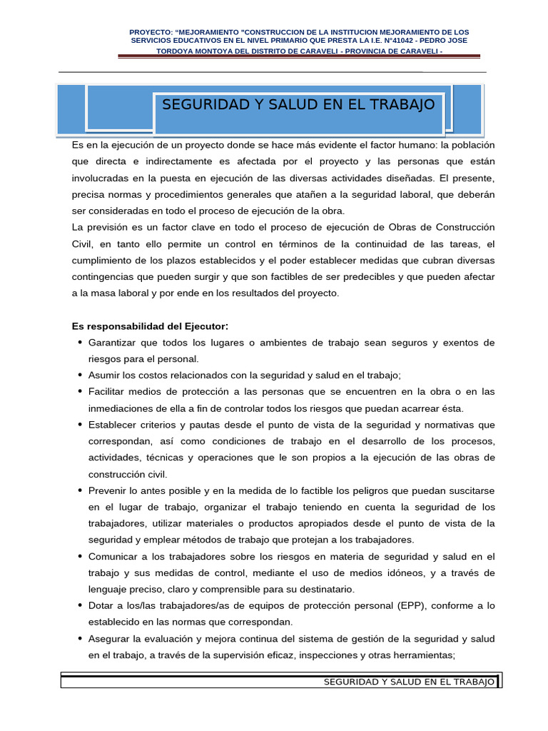Seguridad y Salud en El Trabajo | PDF | Seguridad y salud ocupacional