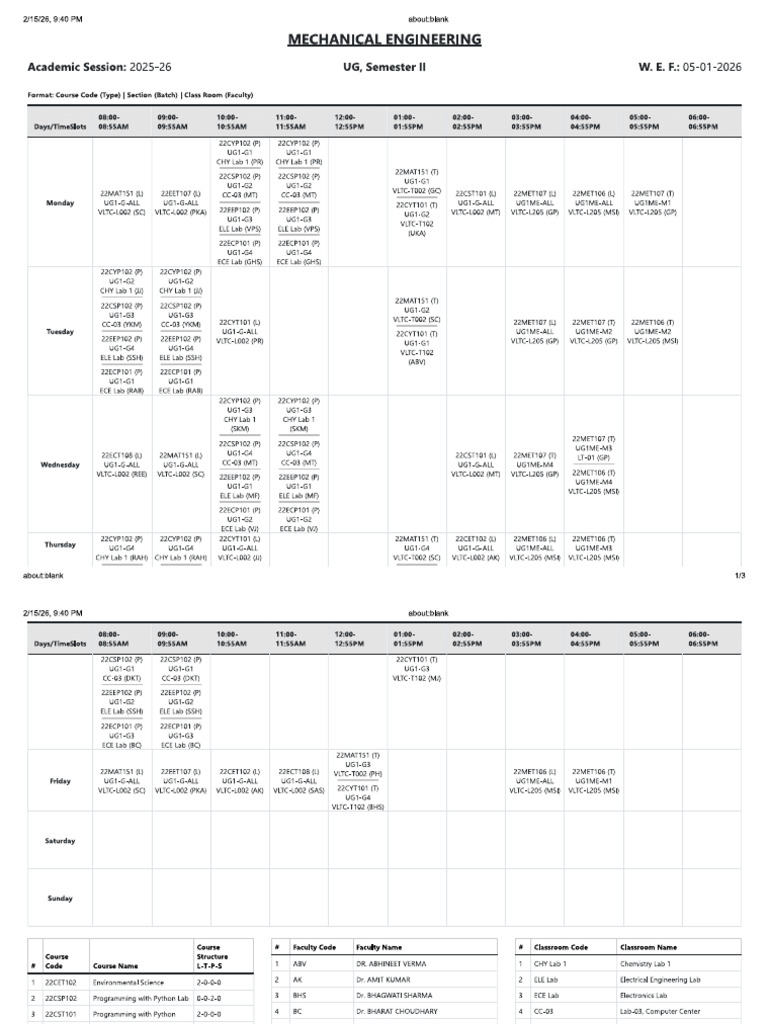 Mnit Timetable | PDF