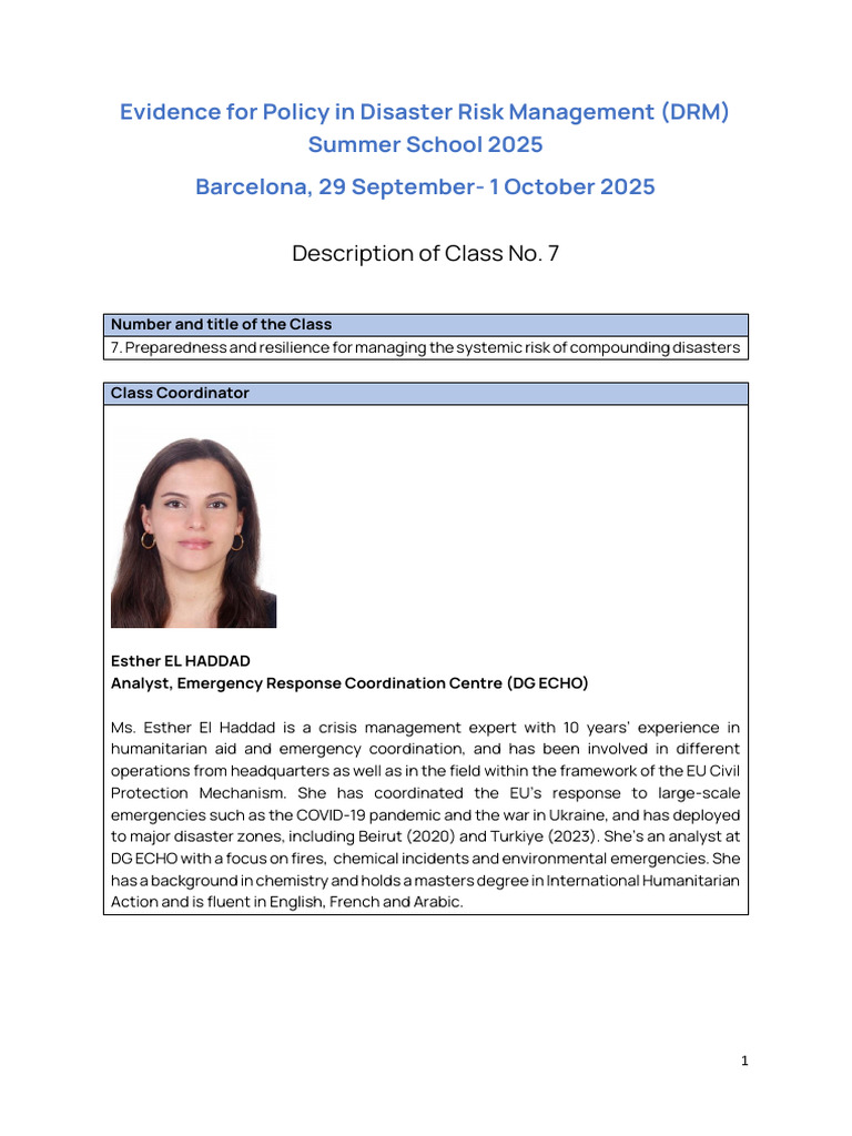 Class 7 - Preparedness and Resilience For Managing The Systemic Risk of ...