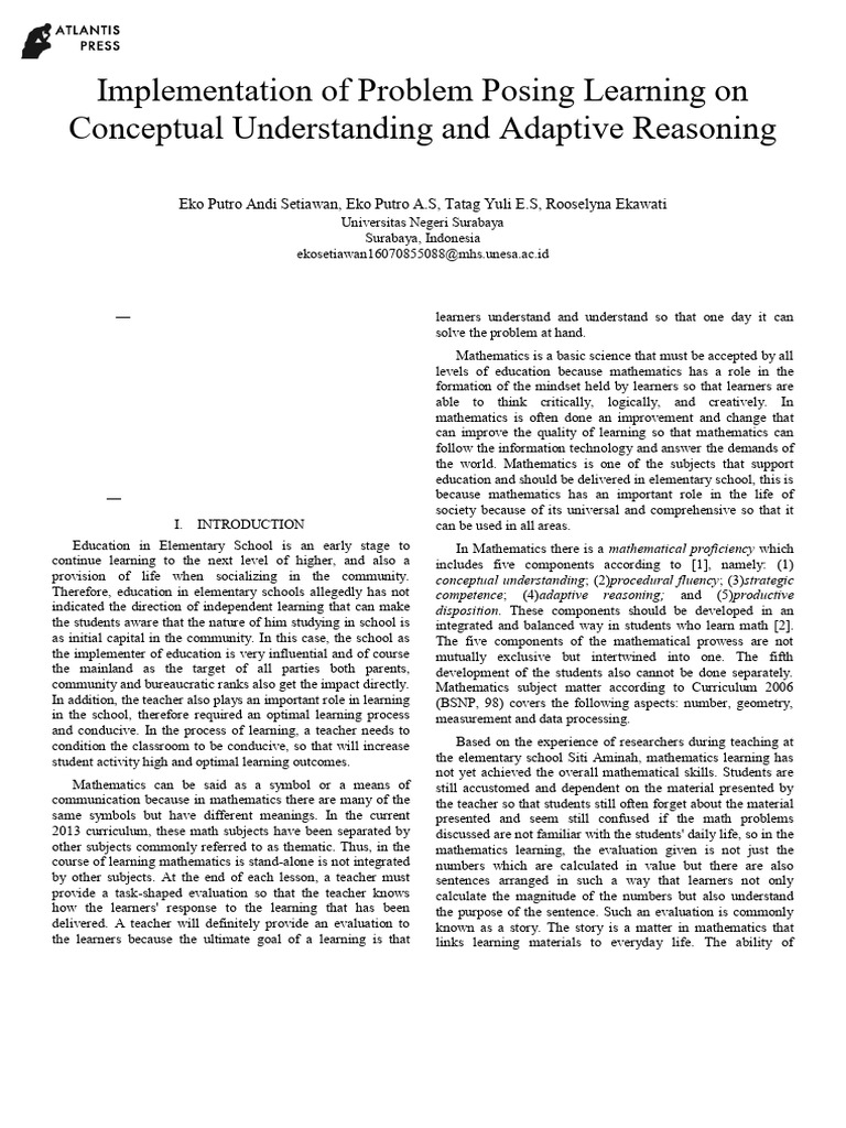 Implementation of Problem Posing Learning On Conceptual Understanding ...