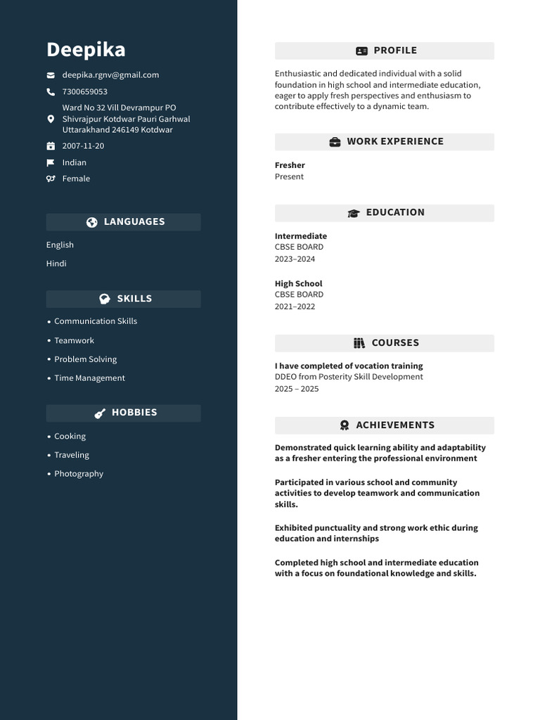 Deepika FlowCV Resume 20250915 1 | PDF
