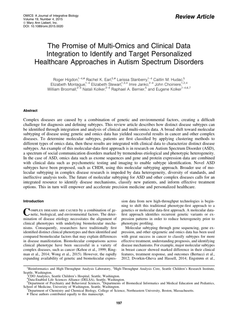 Multi-Omics and Clinical Data | PDF | Autism | Mutation