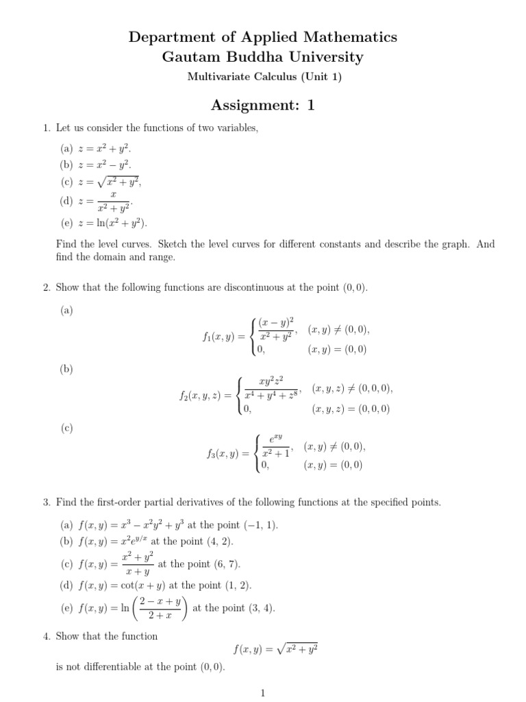 Assignments 1 BHM102 | PDF | Function (Mathematics) | Functions And ...