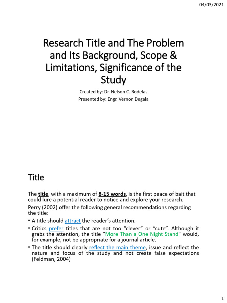 3 Research Title and Background of The Study | PDF | Science | Cognition