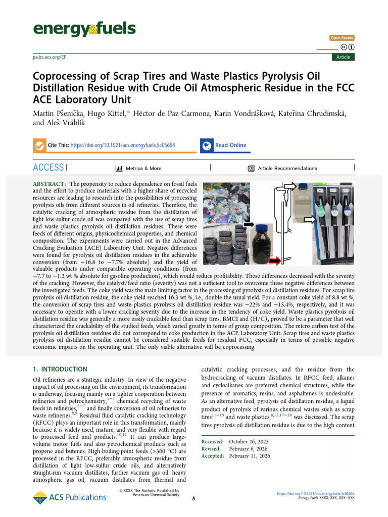 Coprocessing of Scrap Tires and Waste Plastics Pyrolysis Oil ...