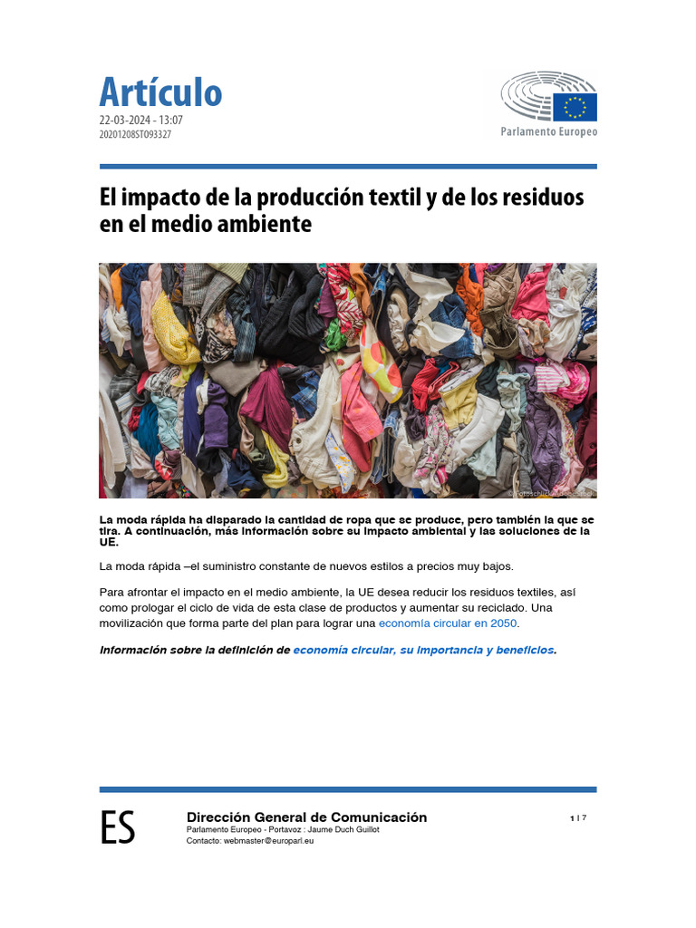 Impacto textil | PDF | Residuos | Textiles
