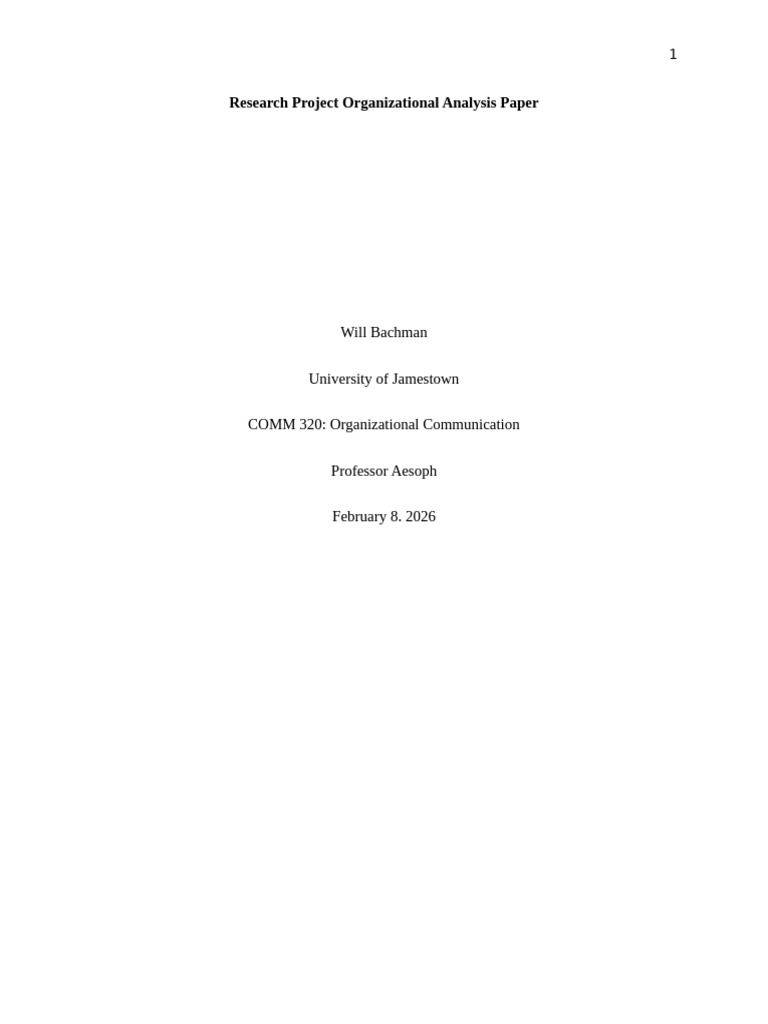 COMM 320 Research Project Organizational Analysis Paper | PDF ...