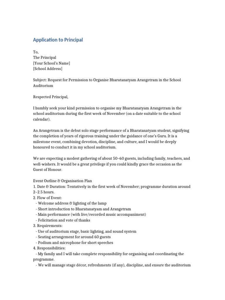 Application To Principal | PDF