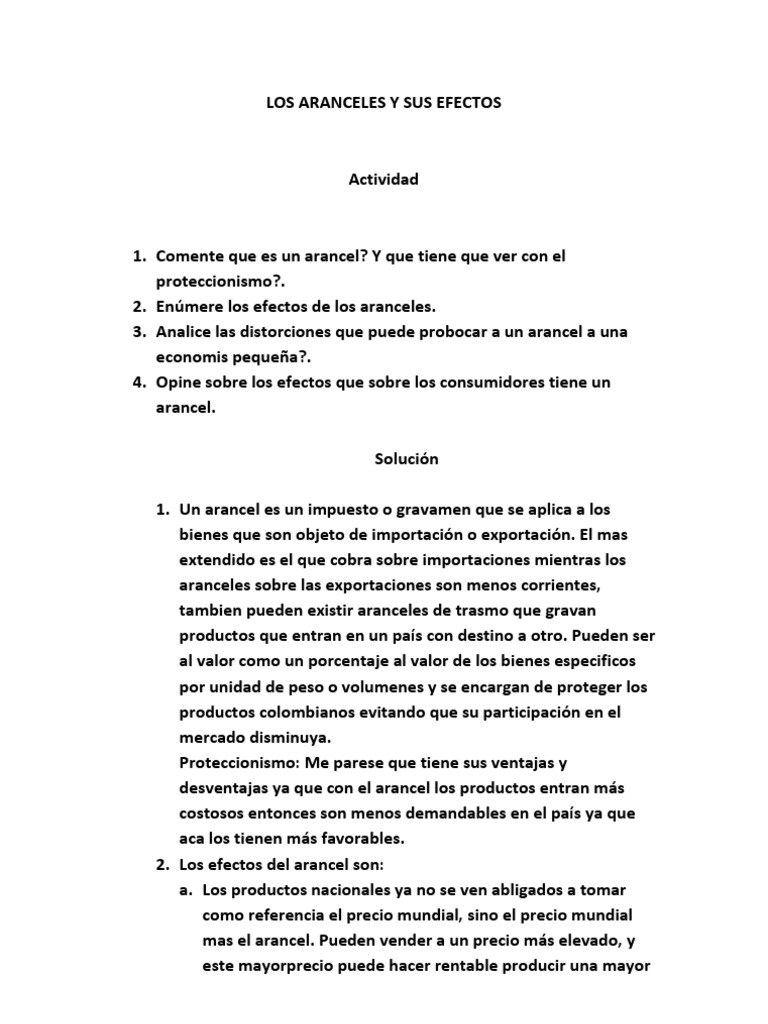 Los Aranceles y Sus Efectos | PDF | Arancel | Proteccionismo