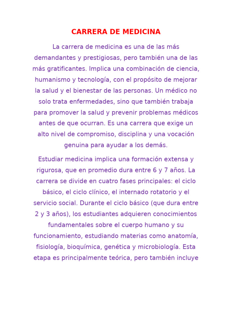 Carrera de Medicina | PDF | Medicina | Cuidado de la salud