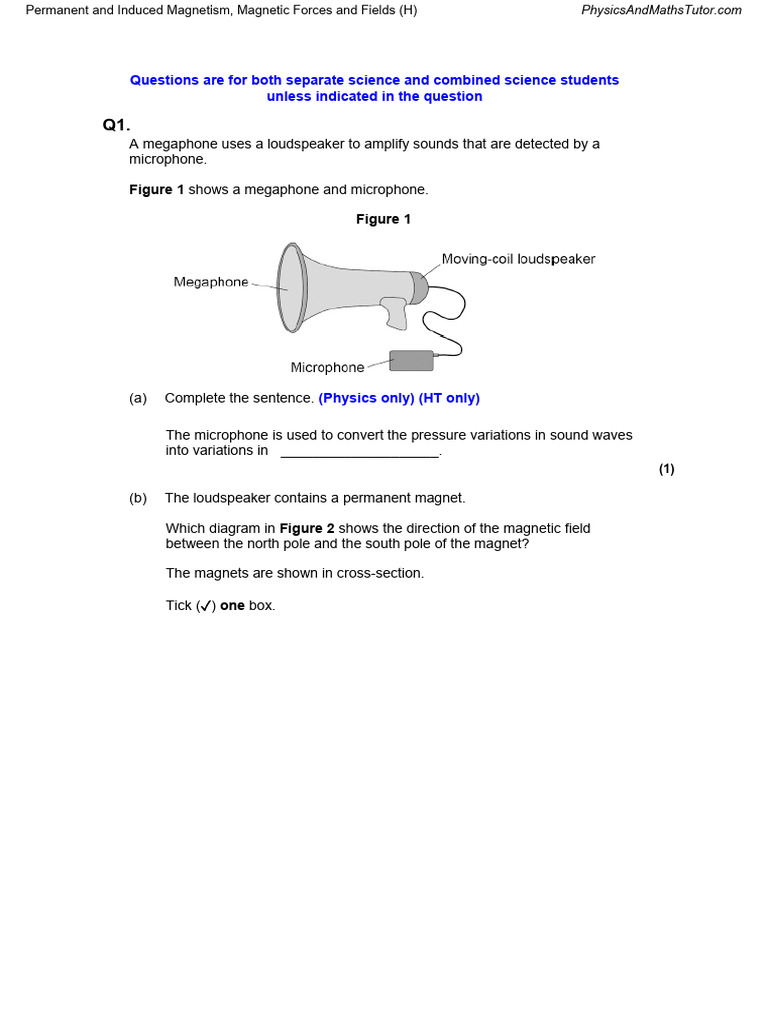 Permanent and Induced Magnetism, Magnetic Forces and Fields (H) QP ...
