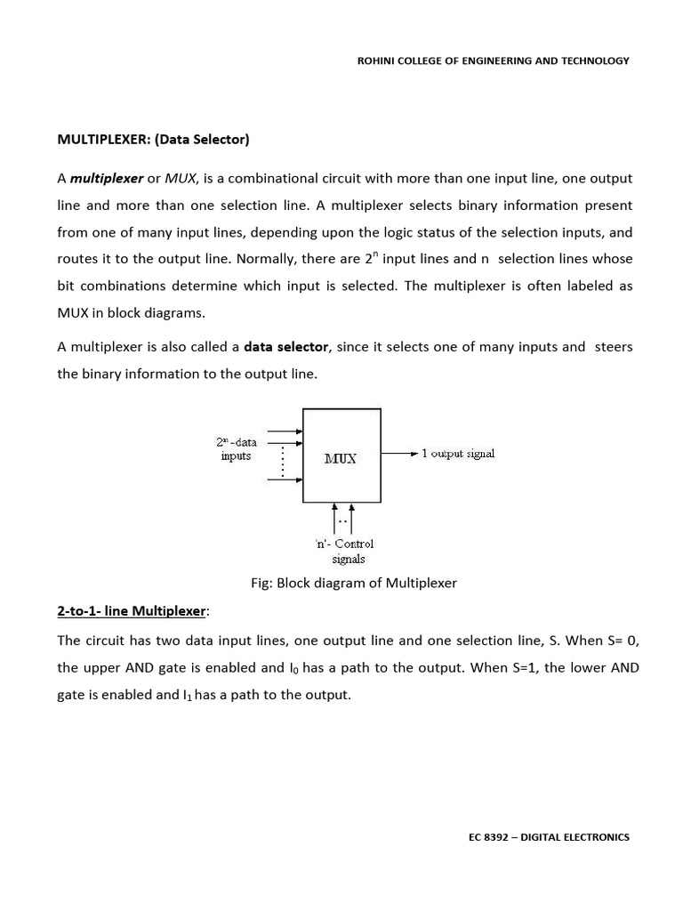 Multiplexer and Demultiplexer | PDF | Electronic Design | Digital ...