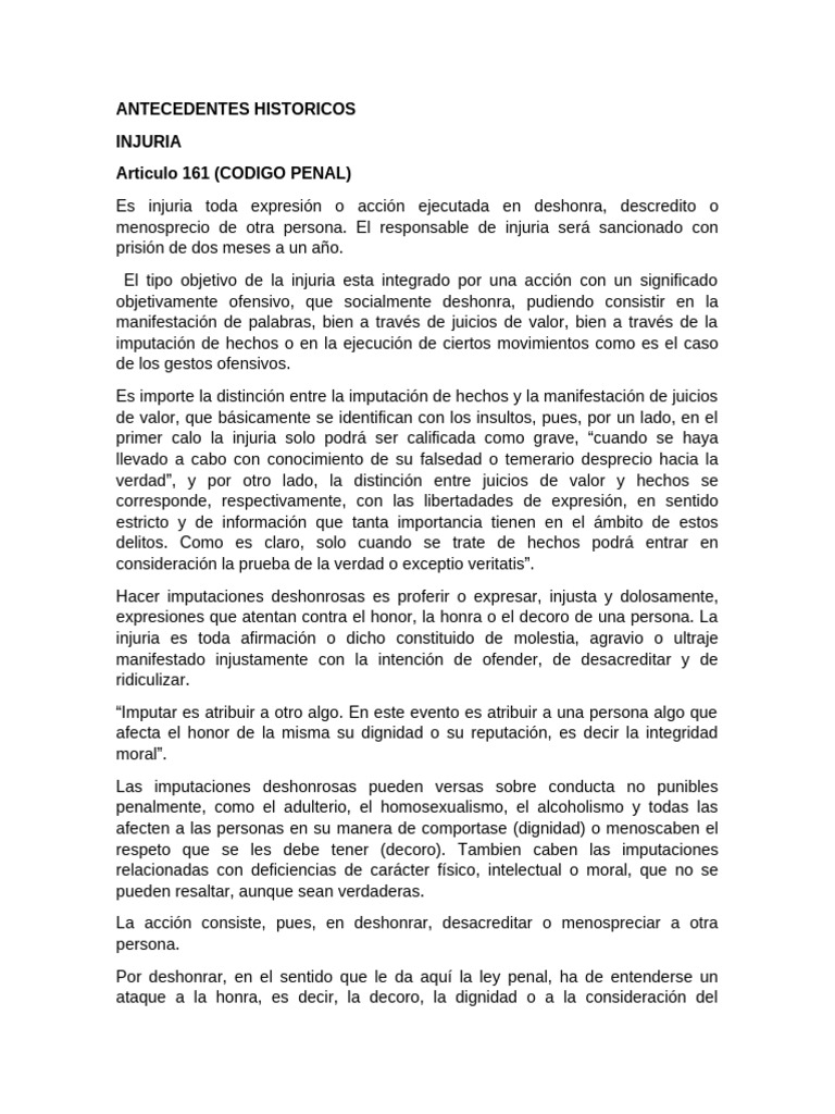 Investigación de Tipos Penales INJURIA Y DIFAMACION | PDF | Justicia ...