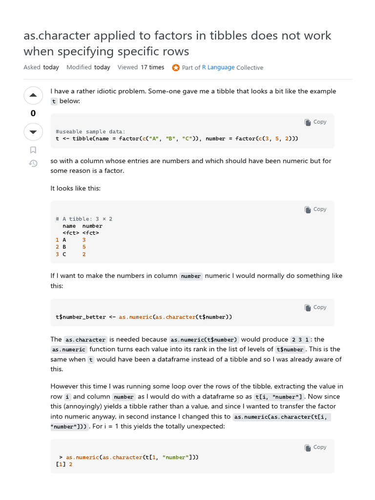 R - As - Character Applied To Factors in Tibbles Does Not Work When ...