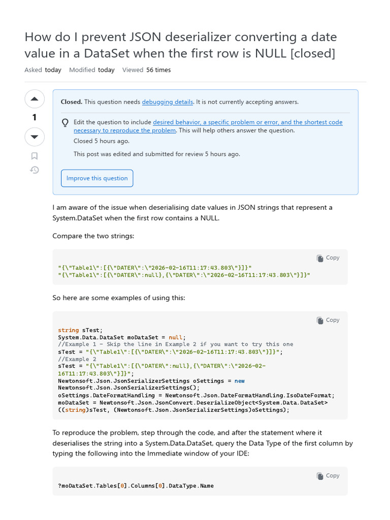 C# - How Do I Prevent JSON Deserializer Converting A Date Value in A ...