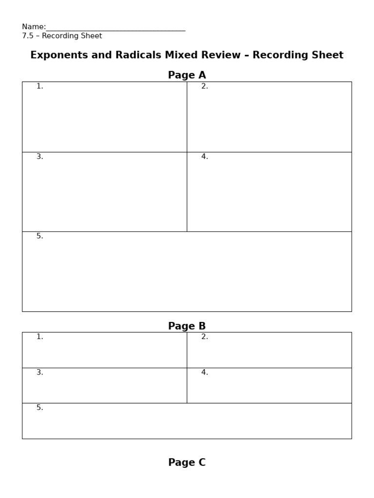 7.5 - Reccording Sheet | PDF