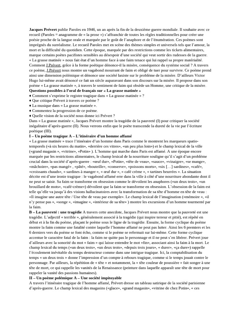 Jacques Prévert Publie Paroles en 1946 | PDF | Poésie