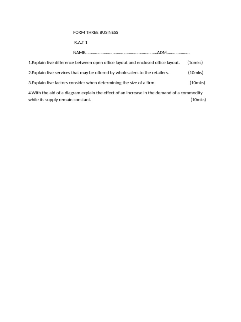 Form Three Business | PDF