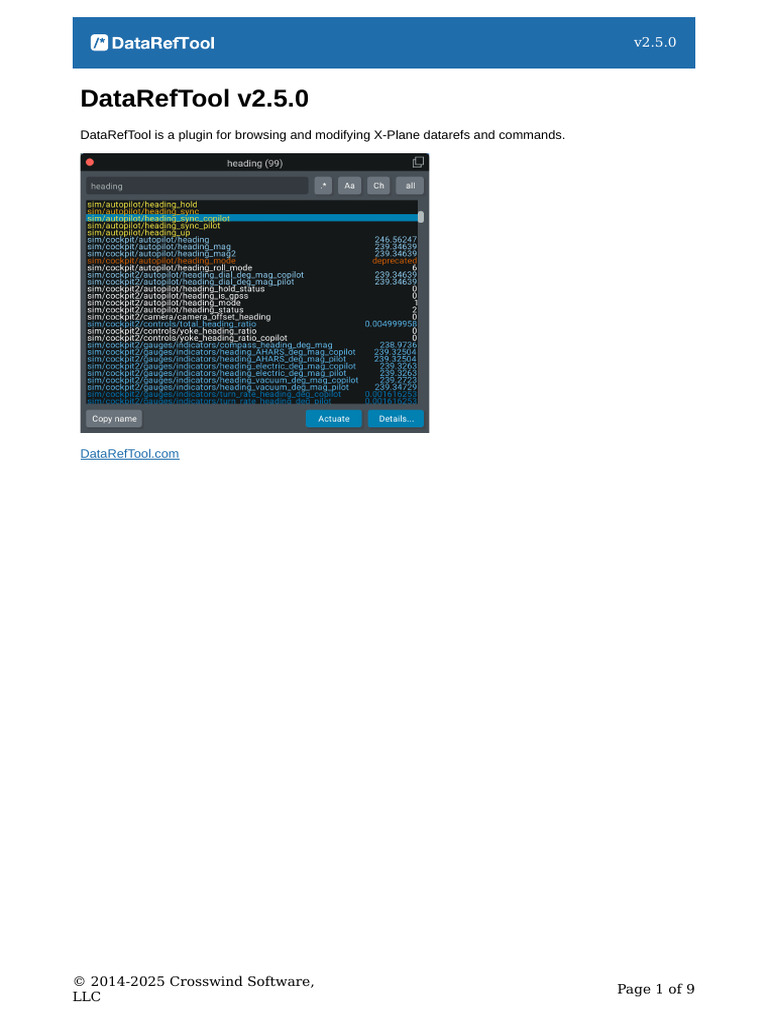 DataRefTool v2.5.0 Setup & Reference Guide | PDF | Color | Software