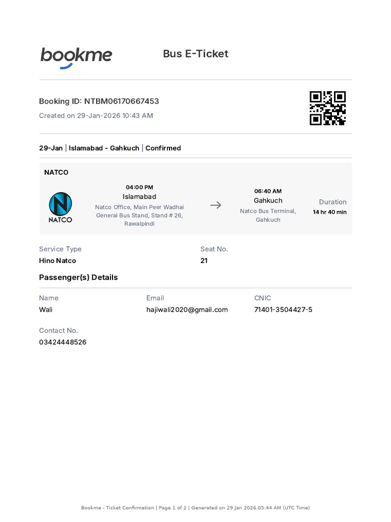 Booking Confirmation | PDF