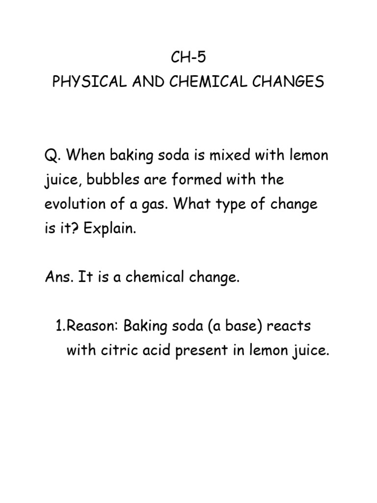 Physical and Chemical Changes | PDF | Water | Sodium Carbonate