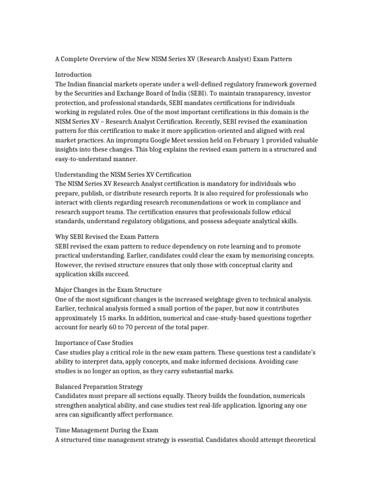 Expanded Blog 1 NISM Exam Overview 900 Words | PDF