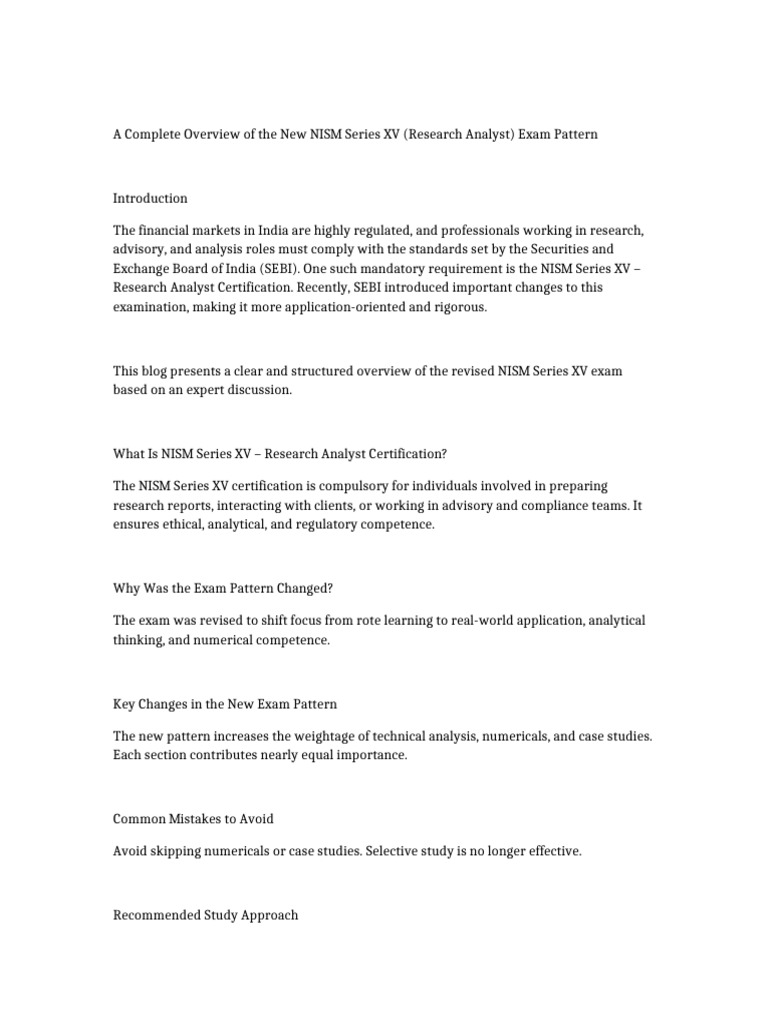Blog 1 NISM Exam Overview | PDF