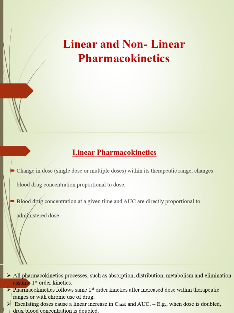 Linear and Non Linear PK | PDF | Pharmacokinetics | Medicinal Chemistry