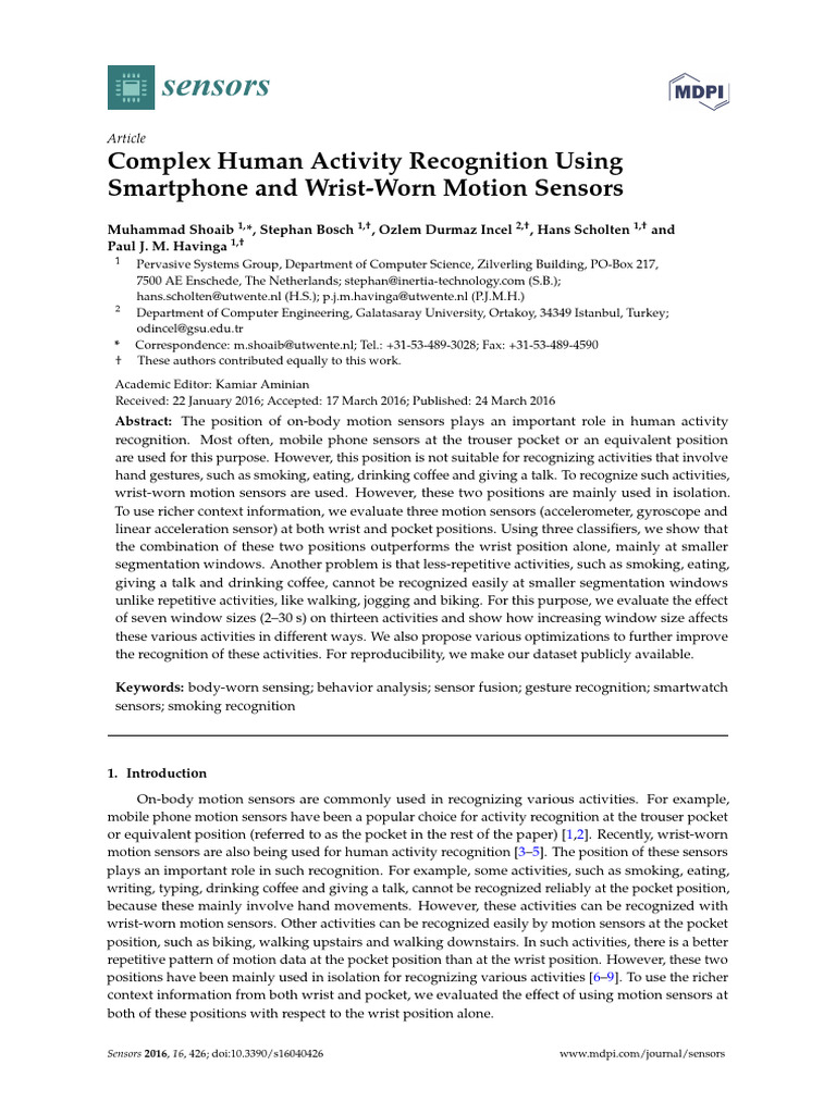 Complex Human Activity Recognition Using Smartphon | PDF ...